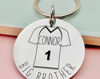 Number one Big Brother, Best Big Brother Gift Personalised Keyring Keepsake, Sport Gift, New Baby, Birthday Christmas Gift for Brother