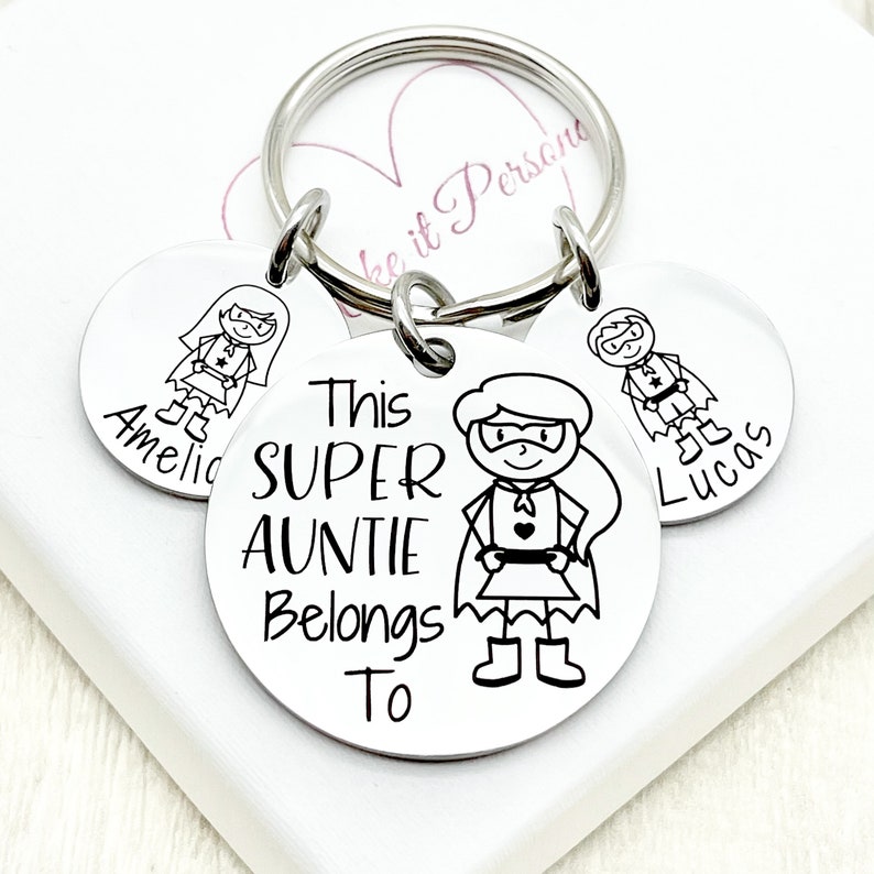 This Super Auntie Belongs To, Personalised Gift, Gift For Her, Gift For Auntie, from the kids, Aunt Gift, Auntie Gift, Engraved Gift, image 3