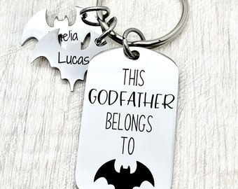 Godfather Gift, Gift for Godfather, Gift for Guardian Gift, Keyring, Hand Stamped, Personalised, For Him, Godfather, Christening Gift,