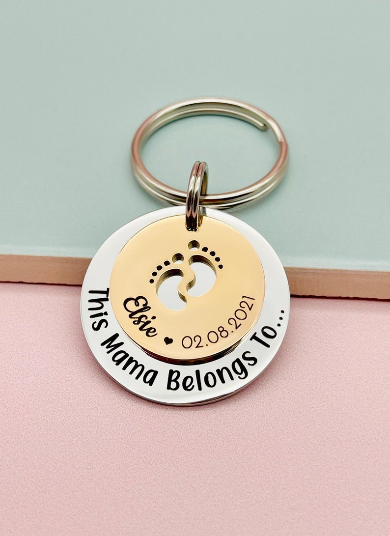 This Mum Belongs To Personalised Engraved Keyring Gift for Mummy Mum Mom, Mothers Day Gift, New Mum, Mum Gift, Personalised Gift for Mum image 1