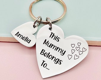 This Mummy Belongs To, Mothers Day Gift, Gift for Mum, Mummy Gift, Mum Birthday, Engraved Personalised Keyring, New Mum Gift, Baby Shower