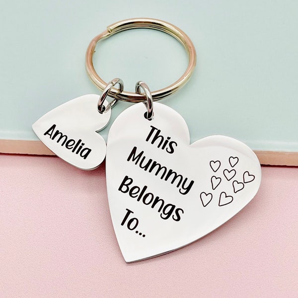 This Mummy Belongs To, Mothers Day Gift, Gift for Mum, Mummy Gift, Mum Birthday, Engraved Personalised Keyring, New Mum Gift, Baby Shower