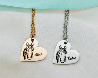 Horse Necklace, Personalised Horse Gift, Horse Lover Birthday Gift, Horse Themed Christmas Gift, Horse Name Necklace, Customised Horse Jewel