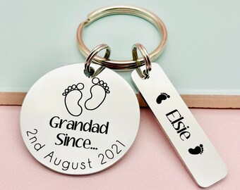 Abuelo desde entonces, Llavero personalizado, Regalo para él, Regalo para el abuelo, Regalo para Grampy, Regalo del Día del Padre, Regalo del abuelo, Llavero grabado