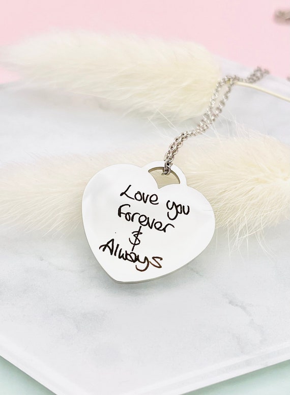 Handwriting Engraved Necklace Handwriting Necklace Handwriting Jewellery Custom Handwriting Actual Handwriting Etsy
