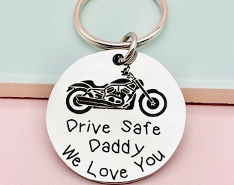 Clés de moto de papa, porte-clés moto Drive Safe, cadeau fête des pères, cadeau motard, cadeau moto, cadeau papa, cadeau pour papa,