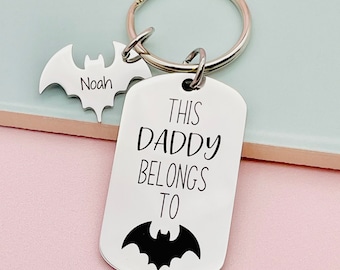 This Daddy Belongs to, Daddy Gift, Gift for Daddy, Keyring, Hand Stamped, Hero, Personalised, For Him, Daddy, New Dad, Fathers day,
