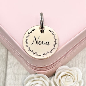 Pet ID Tag, Engraved Stainless Steel Dog Name Tag, Cat Tag