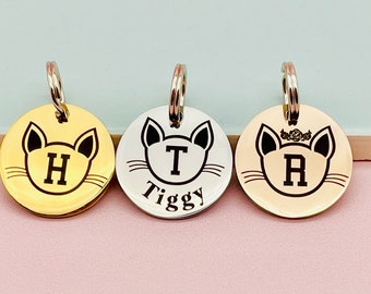 Cat Tag, Cat ID Tag, Pet Tags, ID Tag, Custom Tag, Personalised Engraved Cat Tag, Personalized Cat Tag, Microchipped