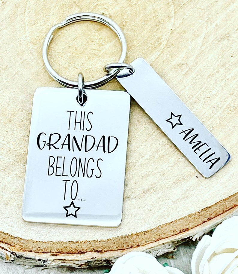 This Grandad Belongs To, Personalised Keyring, Gift For Him, Gift For Grandad, Gift for Grampy, Fathers Day Gift, Grandpa Gift, Engraved image 3