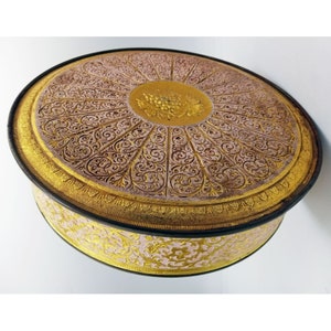 Guildcraft Metal Biscuit Cookie Tin w Lid Vintage Gold Grape Embossed Made USA image 3