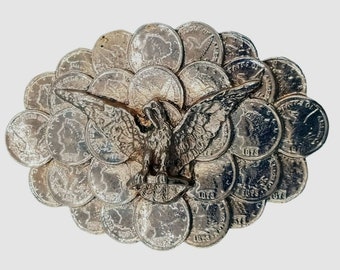 Pièce de monnaie américaine Liberty Head, oeuvre d'art commémorative, boucle de ceinture, plaque en laiton vintage des années 1970