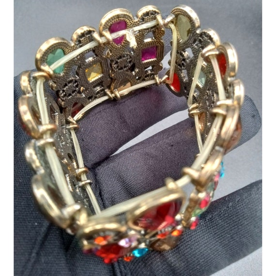 Jeweled Costume Bracelet Stretch Multiple Size Je… - image 9