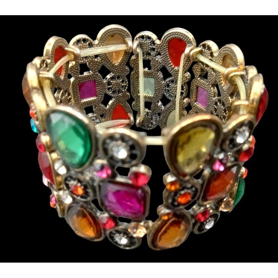 Jeweled Costume Bracelet Stretch Multiple Size Je… - image 10