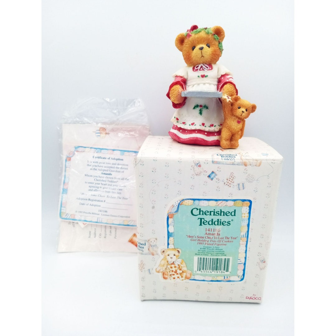 Cherished Teddies Amanda 1995 Figurine Girl Holding Tray of Cookies