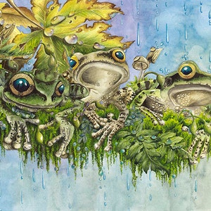 Biglietto di auguri rana - 3.8x7 carta d'arte - biglietti da nota della fauna selvatica - carta della fauna selvatica - pittura rana albero - arte rana albero - acquerello rana - carta d'arte