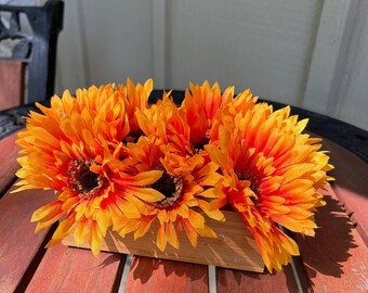 Orange Daisies in Bamboo Planter