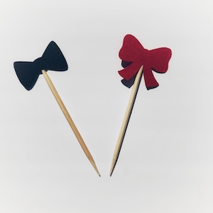 12 Bow or Bow Tie Cupcake Topper - Bow Cut Outs - Bow Tie Cut Out - Cupcake Topper - Gender Reveal Cupcake Topper