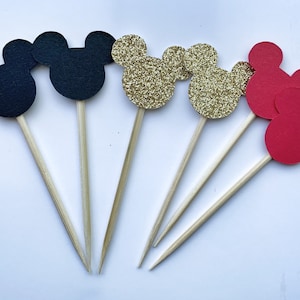 12 Mickey Mouse Cupcake Topper - Mickey Head Cut Outs - Mickey Paper - Cupcake Topper