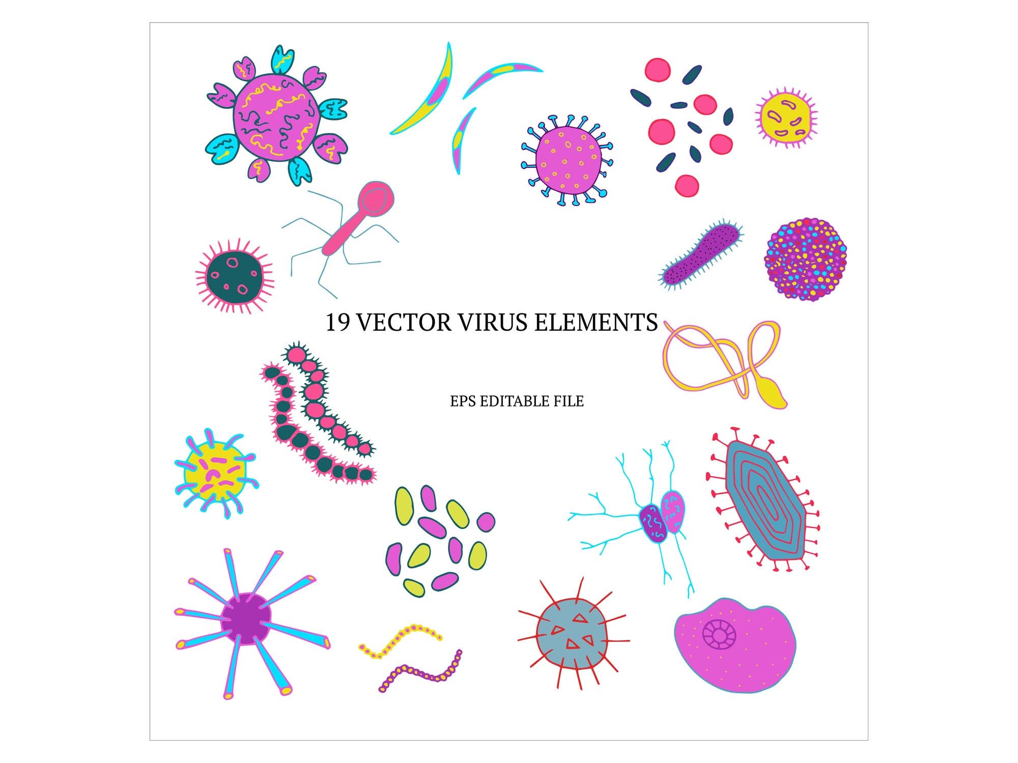 VECTOR VIRUS ELEMENTS for instant download. Jpeg/Eps/Png. | Etsy