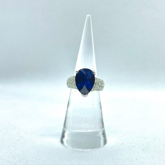 Charles Winston Sterling Silver Sapphire Ring - image 2