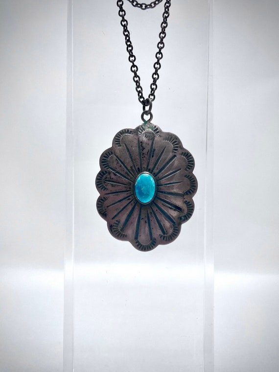 Sterling Silver Turquoise Pendant - image 1