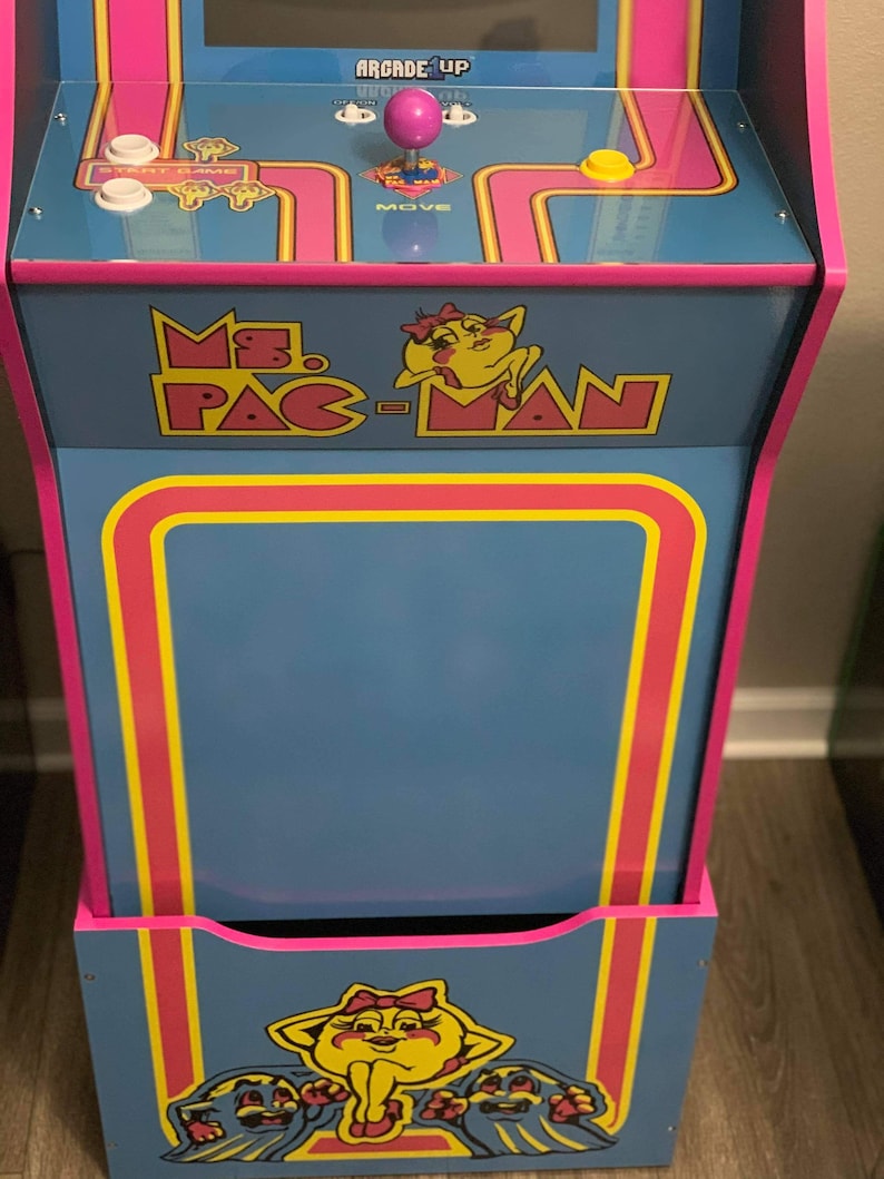 Pacman Graphic Sticker Decal Set Pac-Man Ms For Arcade 1 Up Machine Ms Arcade1up Cabinet Riser Graphics