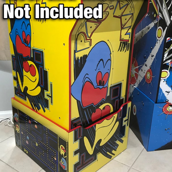 Arcade1up Cabinet Riser Graphics - Pac-Man Pacman Graphic Sticker Decal Set - For Arcade 1 Up Machine