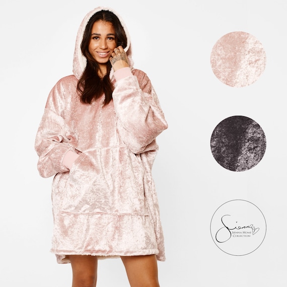 Crushed Velvet Hoodie Blanket Oversized Sherpa Reverse Giant - Etsy Finland