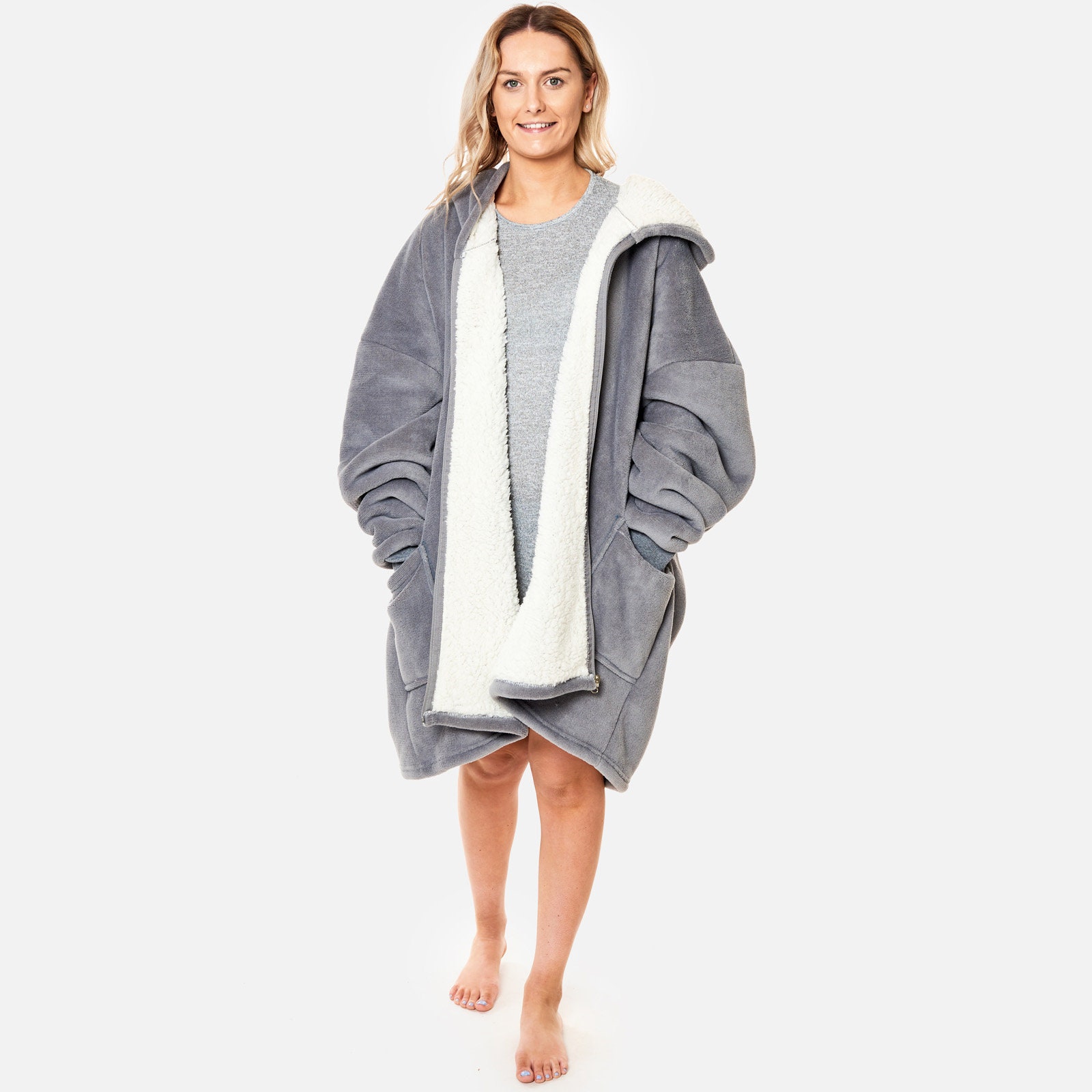 Plain Zip Up Oversized Sherpa Fleece Hoodie Blanket Sweatshirt Etsy