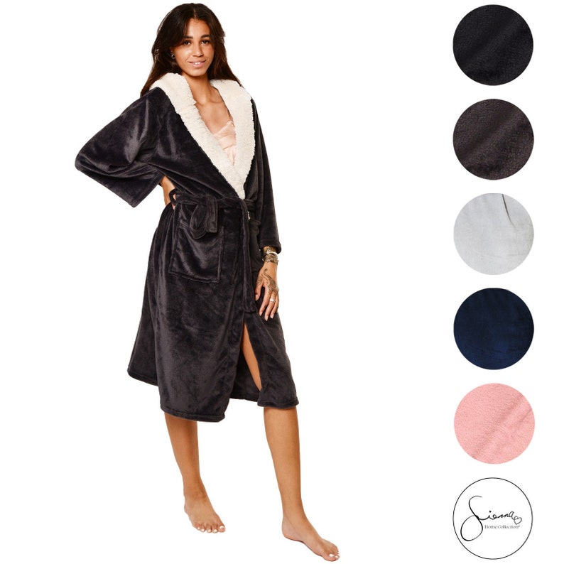 Sherpa Fleece Hooded Dressing Gown Warm Super Soft Ladies Mens Etsy UK