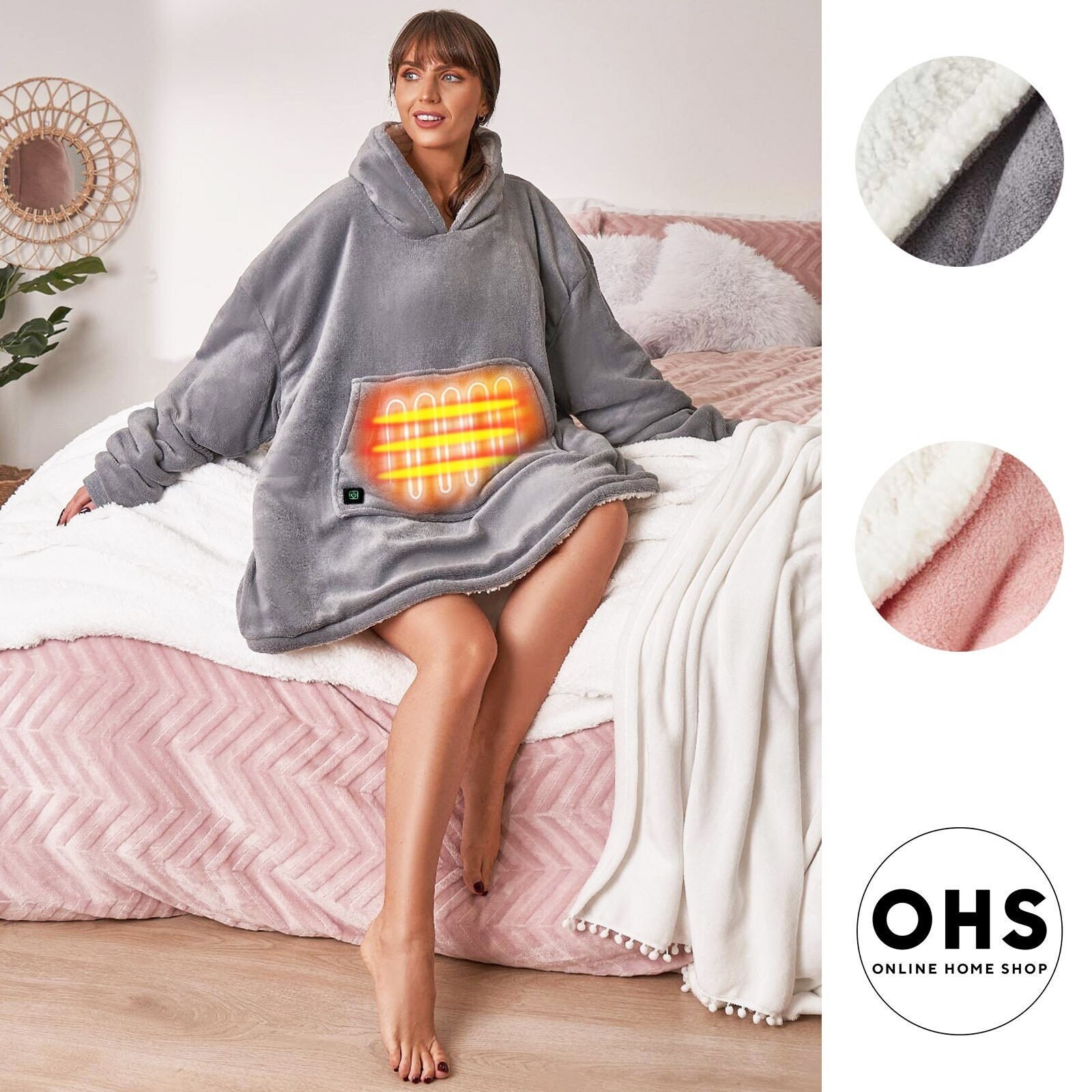 Electric Heated Oversized Hoodie Blanket With Sleeves UK 3 - Etsy Finland