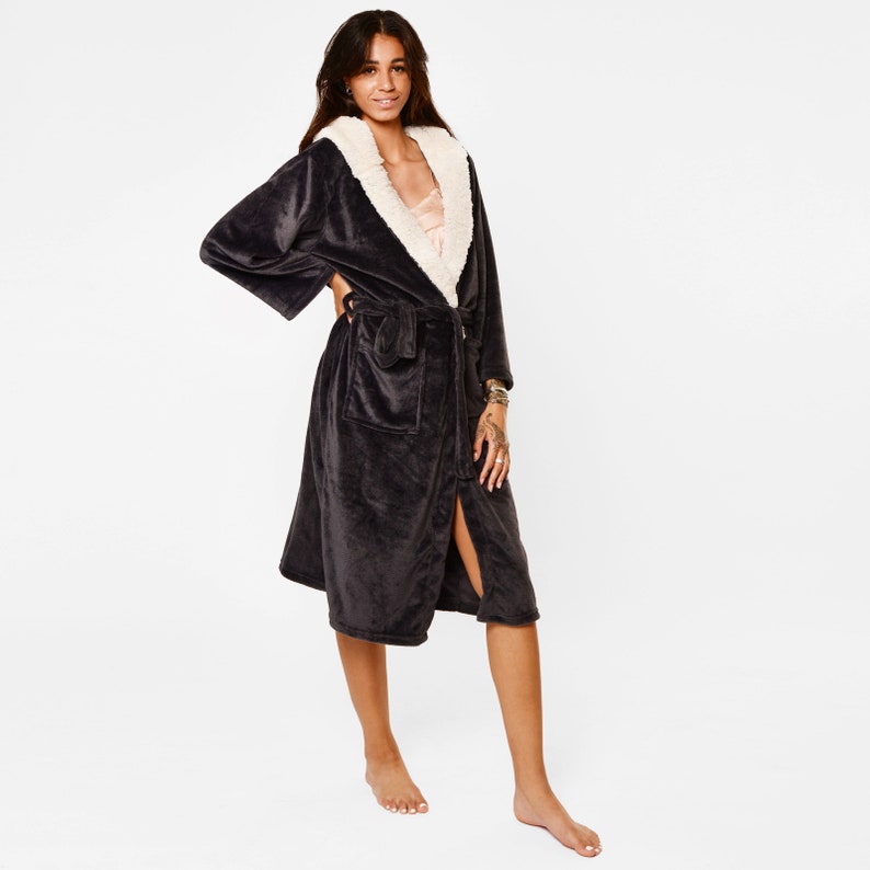 Sherpa Fleece Hooded Dressing Gown Warm Super Soft Ladies Mens Etsy UK