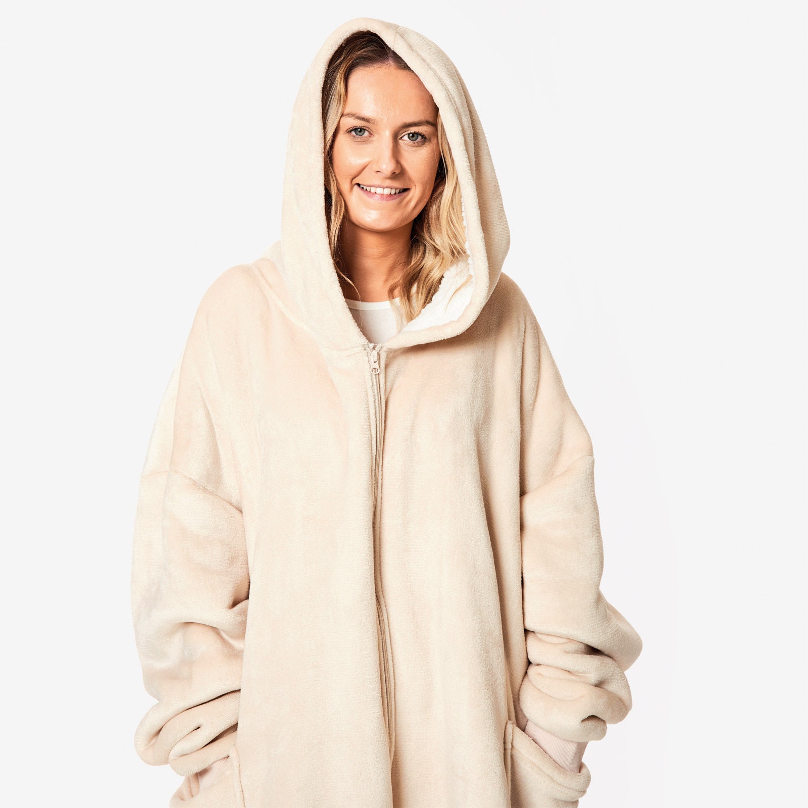 Plain Zip Up Oversized Sherpa Fleece Hoodie Blanket Sweatshirt Etsy