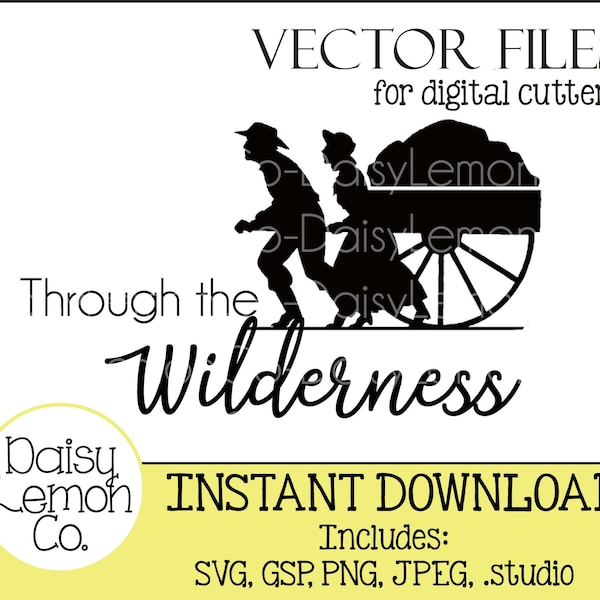 Vector File, Pioneer, Handcart, Through the Wilderness, Trek SVG