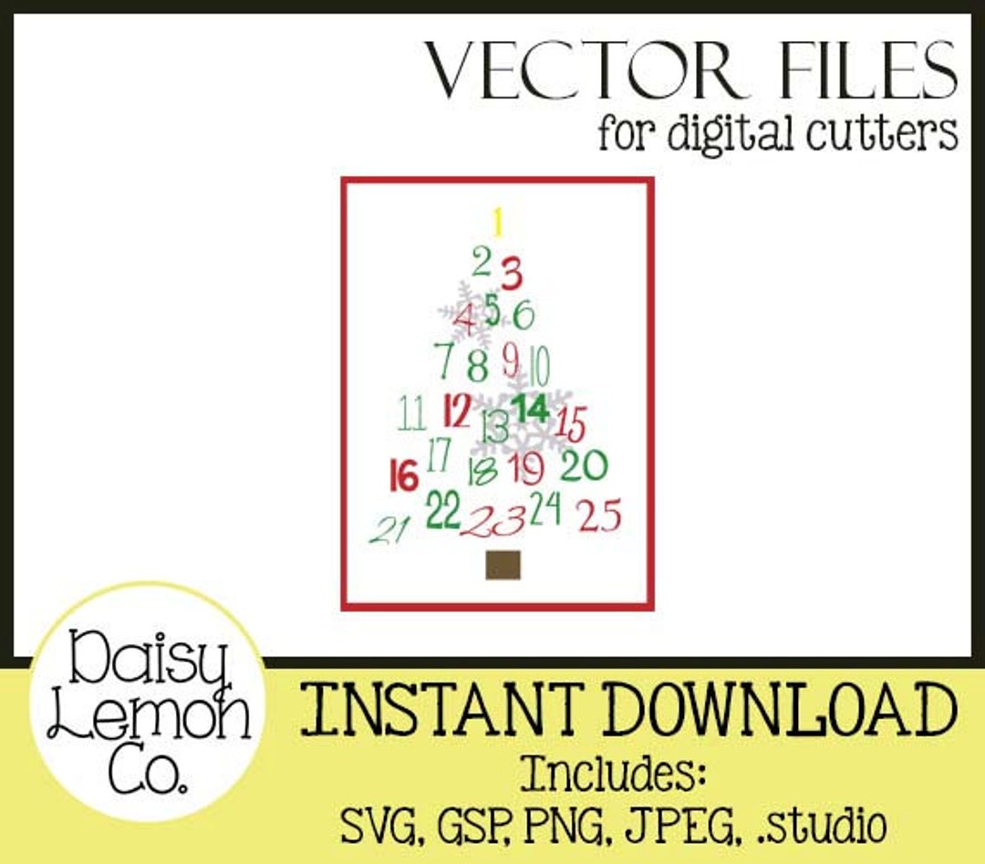 Tree Countdown Poster Vector File, Christmas Tree Countdown, SVG, Cutting Machine, Silhouette ...