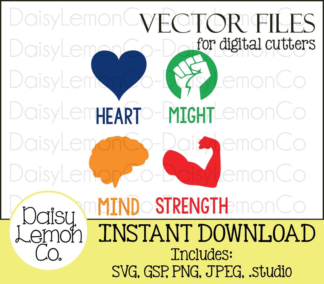 Vector File Heart Might Mind Strength LDS Youth - Etsy