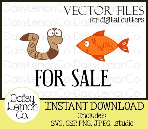 Vector File, Worms, Minnows, FOR SALE, Fishing, Sign, SVG, 