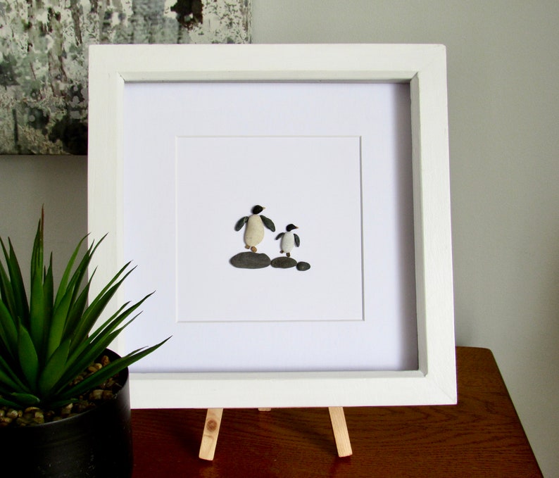 Penguin Pebble Art Penguin Family Pebble Picture Beach Art - Etsy