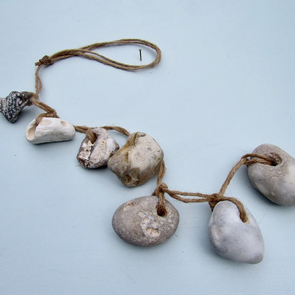 Hagstones hanging decor, Holey stones mobile, Pagan charms, Good luck charms, Protection charms, Adder stones, Fairy hanging decor