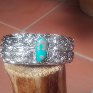 Bracelet wristband turquoise navajo steel worked with oranges tilled unixes adults and young 30 OFF plus Cupon700 Peace , love....