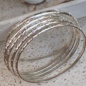 Ethnic Bracelets Carved Sterling Silver Unisex All Ages Adults Teenagers Hers and Him