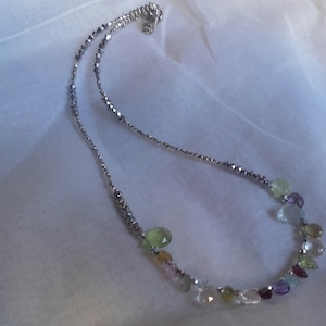 Hematite Beads Necklace Czech Faceted Granite Faceted Drops Many Precious and Semi-Precious Stones Valentine&#39;s Day for Her