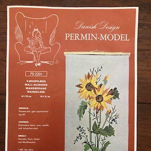 Danish Cross Stitch Kit - Permin Copenhagen- Vintage Sunflower Complete Cross Stitch Kit - Made in Denmark