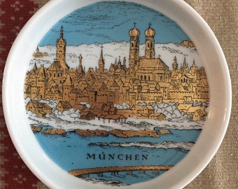 German Munich Trinket Dish - Jewelry Holder Gold Porcelain Plate