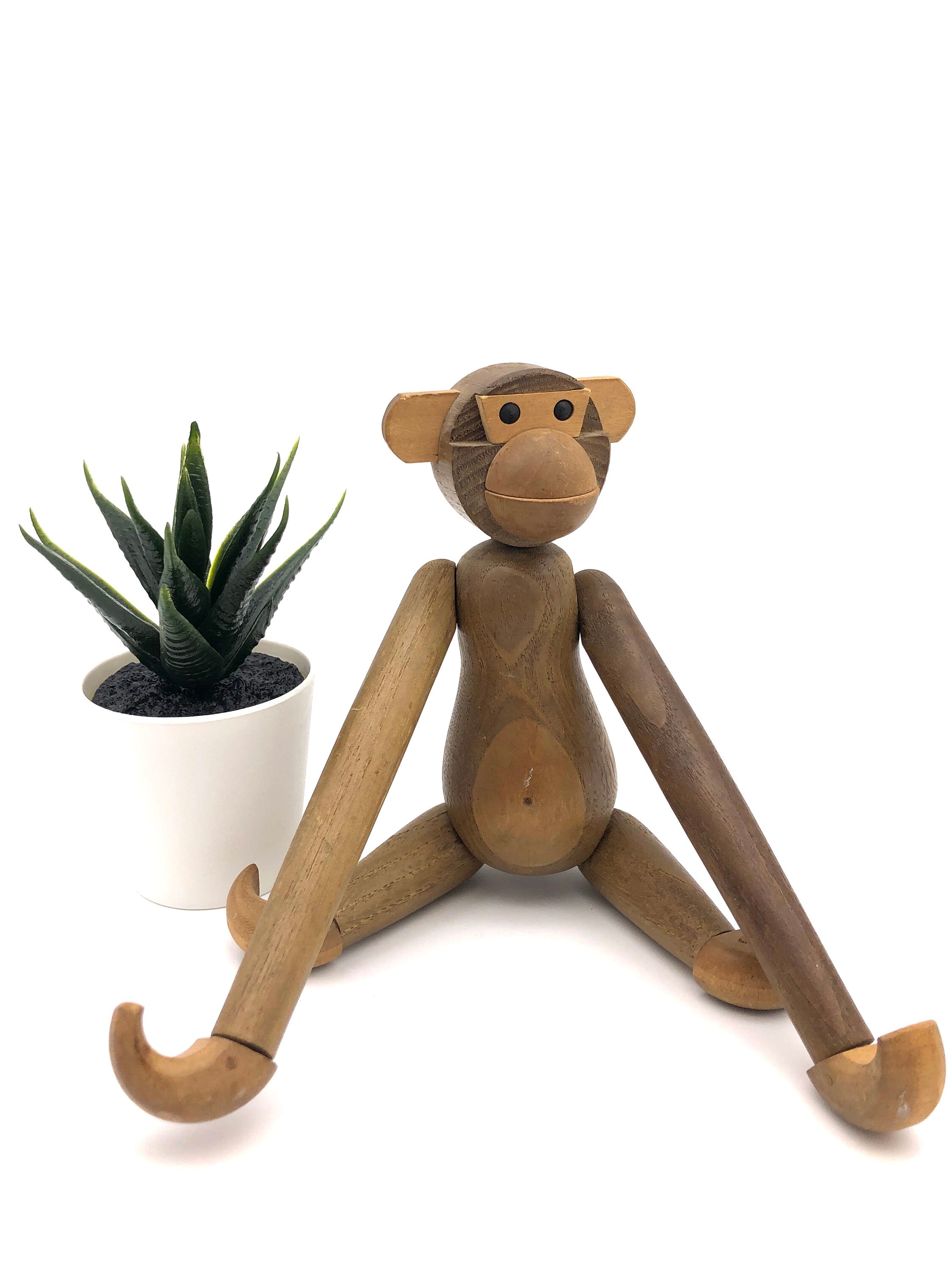 Vintage Mid Century Zoo Line Articulating Wooden Monkey Ape