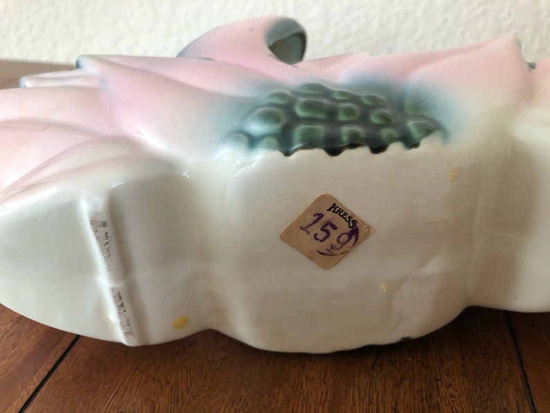 Console Centerpiece Bowl Pink Aqua Vintage Ceramic Bowl