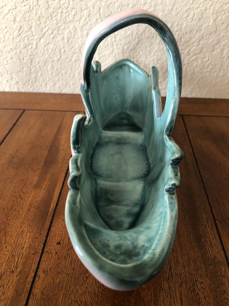 Console Centerpiece Bowl Pink Aqua Vintage Ceramic Bowl