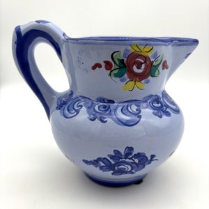 Hand-Painted Floral Ceramic Pitcher: Vintage Vestal Alcobaca Portugal