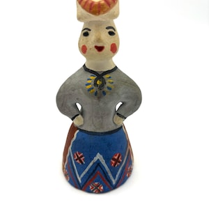 Vintage Kargopol Sheve - Russian Folk Art - USSR 1982 - Clay Woman Figurine